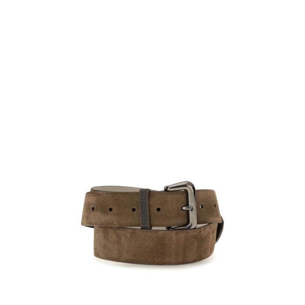 Brunello Cucinelli Brown Suede Leather Women's Belt